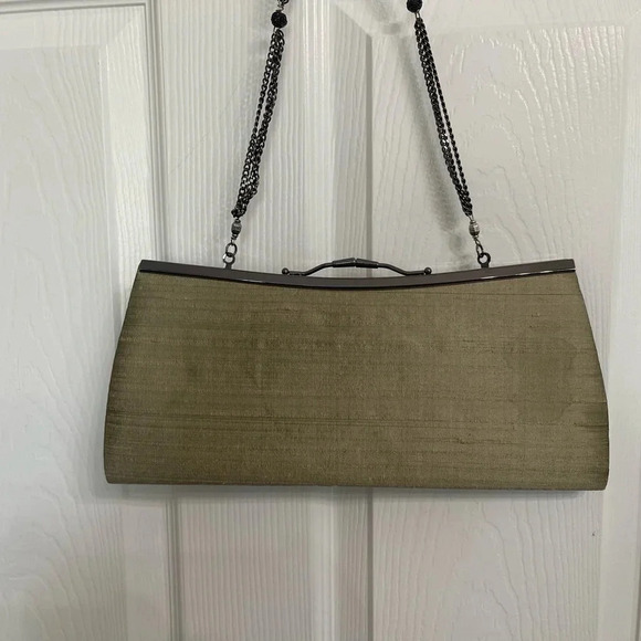 Vintage Liz Soto Flower Chain Kiss Lock Handbag Purse Textured Silk Beaded - Picture 5 of 10